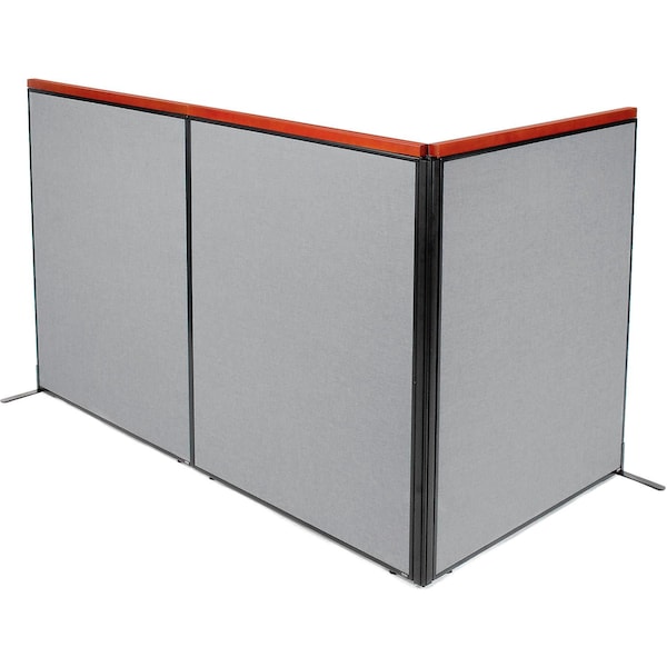 Interion By Global Industrial Interion Deluxe Freestanding 3-Panel Corner Room Divider, 48-1/4inW x 61-1/2inH Panels, Gray 695082GY - main